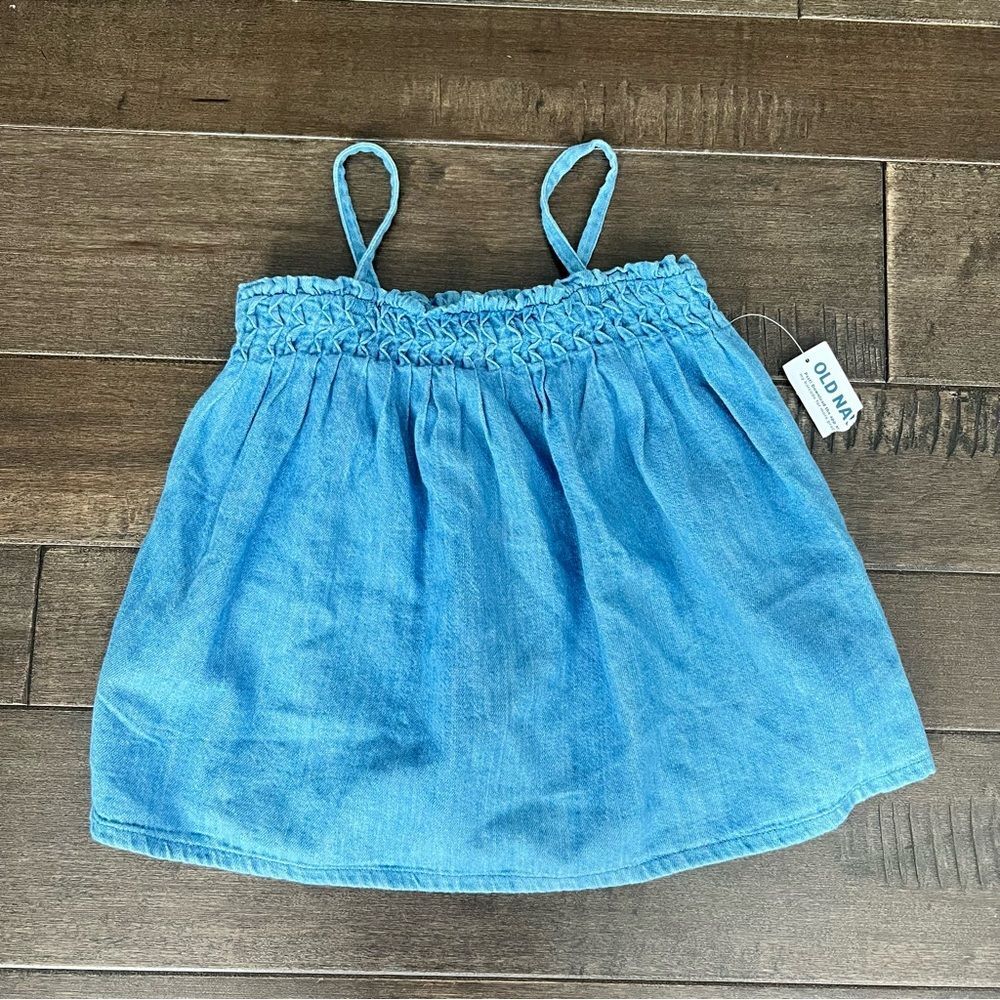 Old Navy Blue Denim Chambray Top Tank Spaghetti Strap Cami 4T